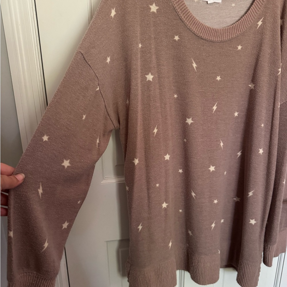 Oversized Star and Lightning Patterned Sweater